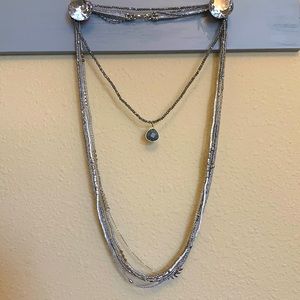 Premier Designs Cashmere multi strand necklace in silver. 18”.